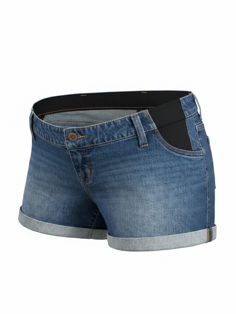Isabel Maternity by Ingrid & Isabel Medium Blue Cuffed Maternity Jean Shorts